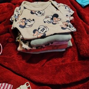 Disney Beige Onesie with Mickey and Minnie Design